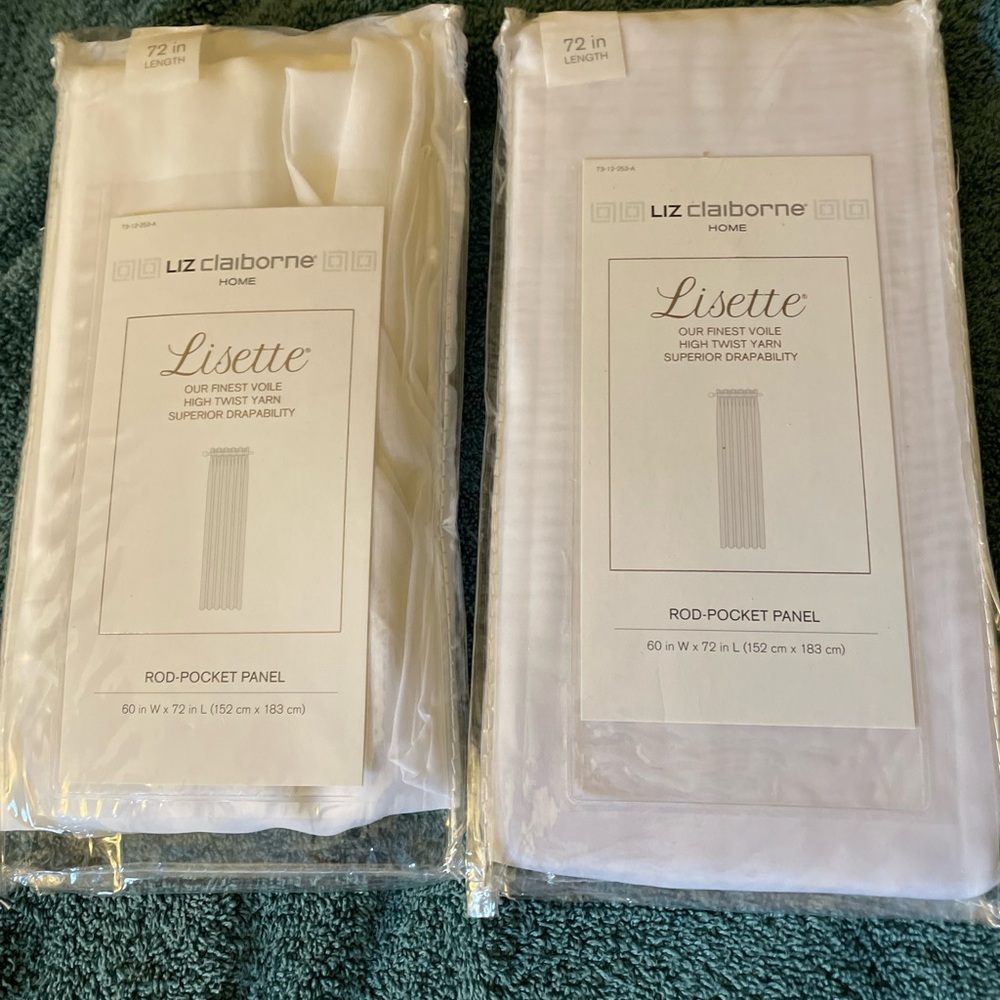 Liz Claiborne Lisette White Rod-Pocket Panels